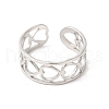Non-Tarnish 304 Stainless Steel Hollow Out Heart Open Cuff Ring for Women RJEW-E063-19P-2