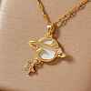 Stylish and Simple Brass Clear Cubic Zirconia Star Moon Planet Pendant Necklaces for Daily Wear OT4703-1-1