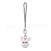 Rabbit Glass Seed Beads Charms Mobile Straps HJEW-MZ00120-1