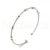 Rack Plating Brass Drum Beaded Open Cuff Bangle for Women BJEW-E073-07P-3