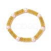 Snowflake Alloy Spacer and Glass Pearl Beaded Stretch Bracelets for Women BJEW-JB11803-02-2