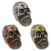 3Pcs 3 Colors Skull Brass Beads KK-FG0001-22-1