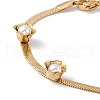 Plastic Pearl Flower Beaded Herringbone Chain Bracelet BJEW-G656-02G-2