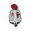 Rib Cage with Rose Safety Brooch Pin JEWB-PW0001-002B-1