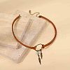 Vintage Style Woven Web Alloy & Synthetic Turquoise & Imitation Leather Cord Choker Necklaces & Dangle Earrings Sets FS-WG5BA14-01-3