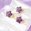 Star Natural Amethyst Cubic Zirconia Cuff Rings RJEW-M076-02G-08-1