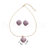 Rhombus Alloy Enamel Pendant Necklaces & Stud Earrings Sets FS-WG55590-01-2