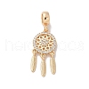 Brass Micro Pave Clear Cubic Zirconia Woven Web/Net with Feather European Dangle Charms KK-A244-04G-1