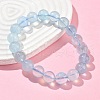 Natural Aquamarine Round Bead Stretch Bracelets for Men Women BJEW-U034-01B-01-3