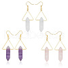 ANATTASOUL 3 Pairs 3 Style Natural Mixed Gemstone Triangle with Bullet Dangle Earrings EJEW-AN0002-27-1