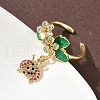 Ladybird Brass Micro Pave Cubic Zirconia Cuff Rings RJEW-A069-03G-5
