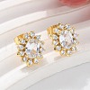 Brass Micro Pave Clear Cubic Zirconia Stud Earrings EJEW-C139-04G-3