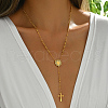 Stainless Steel Crystal Rhinestone Relief Portrait Saint Pendant Tassel Cross Rosary Bead Necklaces for Women EU5525-2-3