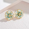 304 Stainless Steel Enamel Stud Earrings EJEW-M095-08G-5