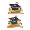 Graduation Season Alloy Enamel Pendants ENAM-V002-01G-KCG-1