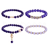 4Pcs 4 Style Natural Malaysia Jade Stretch Bracelets Set with Glass Beaded BJEW-SW00105-06-1