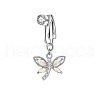 304 Stainless Steel Pave Clear Cubic Zirconia Clip on Belly Rings FS-WG683DA-11-1
