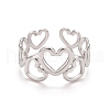 304 Stainless Steel Oval Wrap Open Cuff Ring for Women RJEW-A005-33P-3