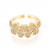 Brass Micro Pave Clear Cubic Zirconia Cuff Rings for Women KK-T074-20G-2