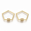 Brass Micro Pave Clear Cubic Zirconia Screw Carabiner Lock Charms ZIRC-S066-005-1