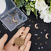 CREATCABIN 6Pcs Brass Pave Clear Cubic Zirconia Moon with Star Stud Earring Findings DIY-CN0002-74-3