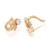 Brass Micro Pave Cubic Zirconia Hoop Earring Finding KK-N261-34G-2