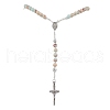 Gemstone Jesus Cross Pendant Rosary Bead Necklaces for Women NJEW-TA00177-2