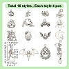 ARRICRAFT 64Pcs 16 Styles Halloween Tibetan Style Alloy Pendants FIND-AR0005-26-2