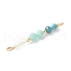 Faceted Round Natural Quartz Crystal & Amazonite & Apatite Beaded Connector Charms PALLOY-JF03530-03-3