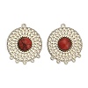 Brass Pave Dyed Synthetic Turquoise Flat Round Chandelier Component Links KK-Z088-05G-01-1