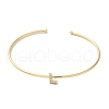 Rack Plating Brass Micro Pave Clear Cubic Zirconia Letter Open Cuff Bangles BJEW-A018-01G-L-2