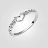 Hollow Out Heart Zinc Alloy with Crystal Rhinestone Finger Rings FS-WGFA1C6-02-3