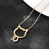 304 Stainless Steel Cat Outline Pendant Necklaces for Women NJEW-F339-03G-5