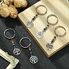 Alloy Flat Round & Heart with Tree of Life Pendant Keychain KEYC-JKC00591-4