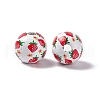 Fruit Printed Wood European Beads WOOD-G013-01B-2