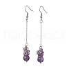 304 Stainless Steel with Natural Amethyst & Green Aventurine & Carnelian & Green Aventurine & Agate &  Stud Dangle Earring EJEW-TA00528-4