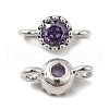 Brass Pave Purple Glass Connector Charms KK-F860-75P-01-1