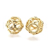 Brass Micro Pave Clear Cubic Zirconia European Beads KK-XCP0001-91G-1