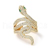 Rack Plating Brass Micro Pave Clear Cubic Zirconia Open Cuff Rings for Women RJEW-M162-38G-2