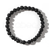 Round Natural Lava Rock Beaded Stretch Bracelets for Men AZ3150-2