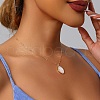 Brass Pave Natural White Shell Oval with Engraved Horse Pendant Necklaces for Women FS-WGAF605-01-3