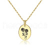 Brass Birth Month Flower Pendant Necklace HUDU-PW0001-034F-1-1