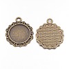 Vintage Tibetan Style Alloy Pendant Cabochon Bezel Settings X-TIBEP-M018-138AB-NF-2