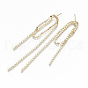 Brass Chain Tassel Earrings KK-T062-40G-NF-3