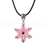 Glass Seed Beads & Polymer Clay & Evil Eye Lampwork Snowflake Pendant Necklaces NJEW-MZ00102-3