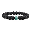 Simple Natural Lava Rock Round Beaded Stretch Bracelets CD8108-2-1