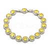 Flat Round Glass Link Chain Bracelets BJEW-H604-02P-04-1