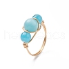 Cat Eye Beaded Finger Ring RJEW-JR00560-01-4