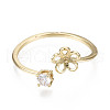 Brass Micro Cubic Zirconia Cuff Finger Ring Settings KK-N231-155-NF-1