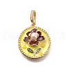 Brass Micro Pave Cubic Zirconia & Enamel Pendants KK-R222-10G-03-1